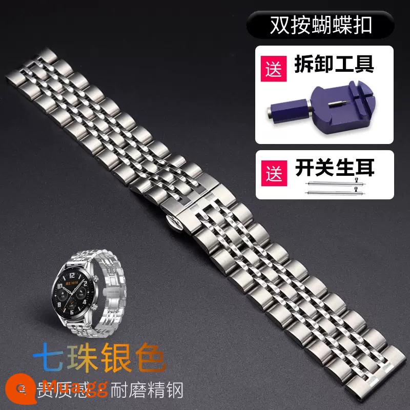 Thích hợp cho đồng hồ Huawei gt3pro Dây đeo Milanese watch3 kim loại hút nam châm gt2 đai thép á hậu vinh quang ma thuật2 dây đeo cổ tay chuỗi đồng hồ e Vitality pro thanh lịch gspro summer new - Dây thép bảy hạt màu bạc (có kèm đồng hồ tháo lắp)