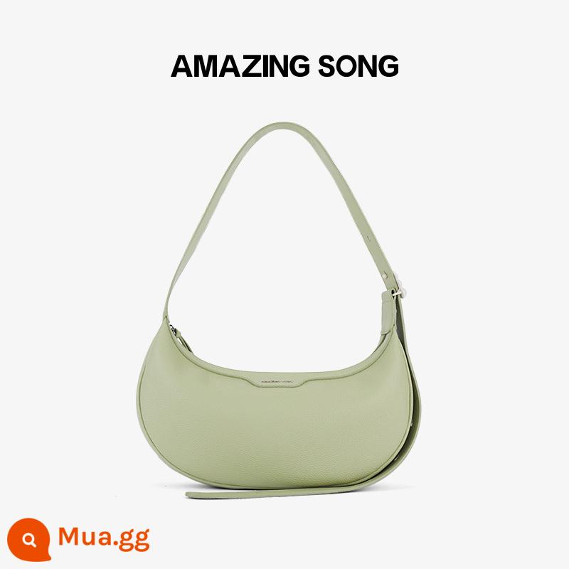 Amazing Song túi nửa mặt trăng dành cho phụ nữ mùa xuân và mùa hè thiết kế thích hợp mới kết cấu túi yên ngựa bằng da mềm Túi Messenger - Size vừa [Sophora japonica xanh] còn hàng