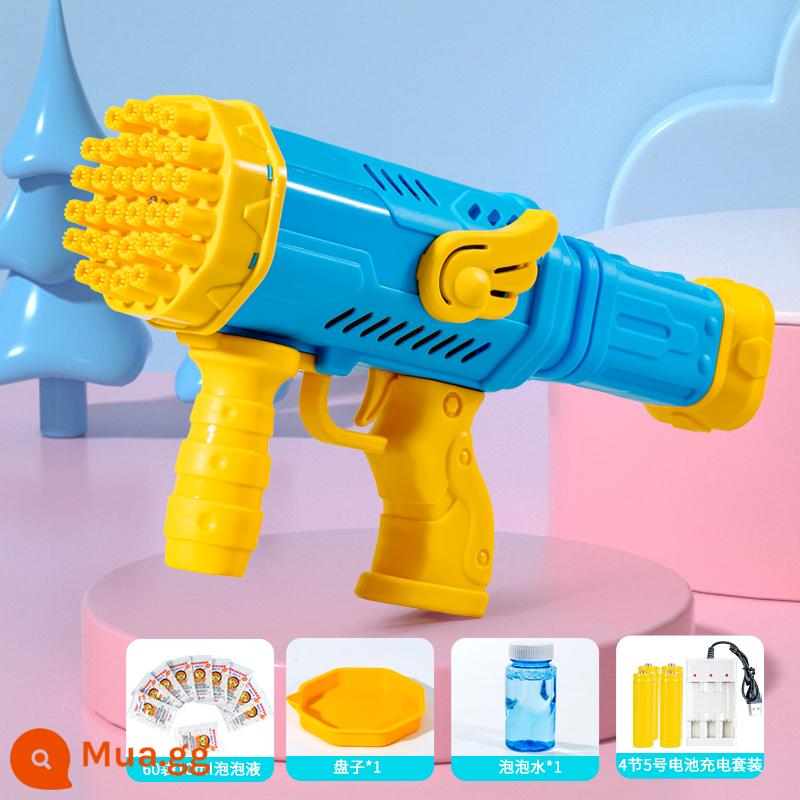 69 Lỗ Năm Mới Pháo Hoa Bong Bóng Máy Trẻ Em Cầm Tay Gatling Gun Tự Động Lưới Đỏ Bé Trai Bé Gái Đồ Chơi Điện - Máy tạo bong bóng 32 lỗ [vàng xanh] ánh sáng nhiều màu sắc 576-1 + 60 gói chất lỏng bong bóng + 4 phần Bộ sạc số 5