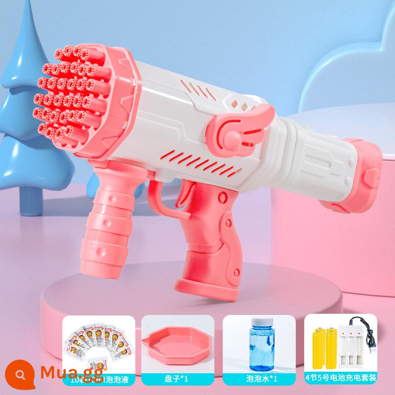 69 Lỗ Năm Mới Pháo Hoa Bong Bóng Máy Trẻ Em Cầm Tay Gatling Gun Tự Động Lưới Đỏ Bé Trai Bé Gái Đồ Chơi Điện - Máy bong bóng 32 lỗ [hồng] ánh sáng nhiều màu sắc 575-1 + 10 gói chất lỏng bong bóng + 4 phần Bộ sạc số 5