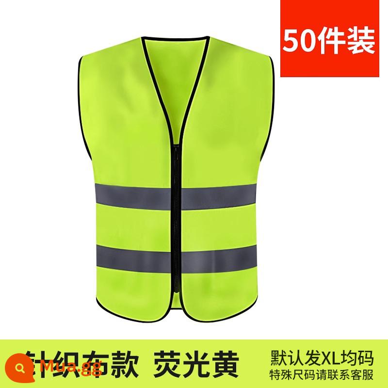 Bộ 50 Sỉ Phản Quang An Toàn Áo Xây Dựng Áo Công Trường Công Trường Giao Thông Huỳnh Quang Quần Áo Meituan Đi Xe Tùy Chỉnh In - Gói 50 chiếc màu vàng huỳnh quang (dây kéo có độ bóng cao tiêu chuẩn quốc gia)