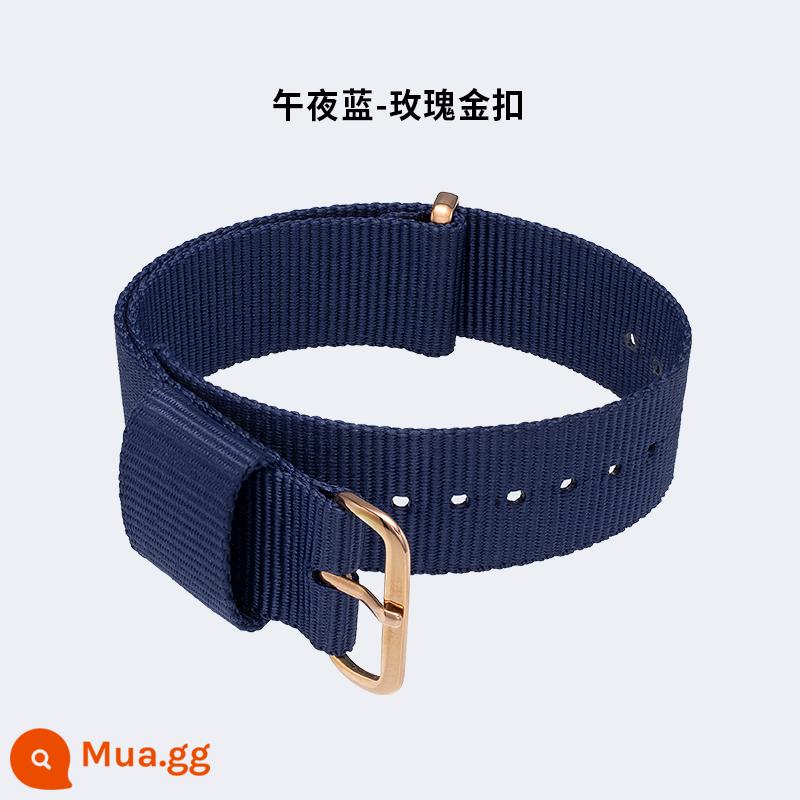 Thích hợp cho dây đeo đồng hồ DW nylon nguyên bản dành cho nam và nữ Daniel Wellington canvas đen đỏ trắng xanh dây đeo đồng hồ DW chống mồ hôi - Màu xanh nửa đêm [Khóa vàng hồng] Chính thức cùng phong cách