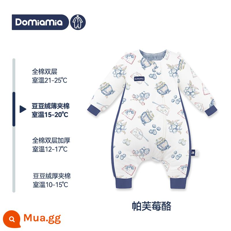 Túi ngủ mùa đông cho bé Domiamia 2 tầng trẻ em Bộ đồ ngủ cotton dày dặn nhiệt độ không đổi chăn chống đá - Phần 2 - Puff Berry Phô mai - Quilting mỏng đậu nhung (nhiệt độ khuyến nghị 15-20oC)