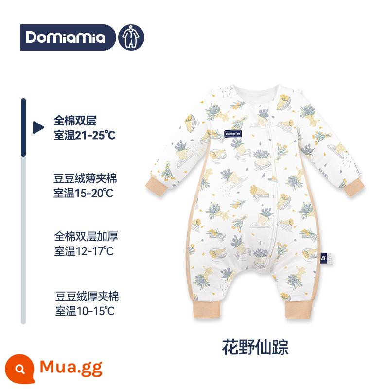 Túi ngủ mùa đông cho bé Domiamia 2 tầng trẻ em Bộ đồ ngủ cotton dày dặn nhiệt độ không đổi chăn chống đá - Phần 2 - Hoang dã hoa - bông hai lớp (nhiệt độ khuyến nghị 21-25oC)