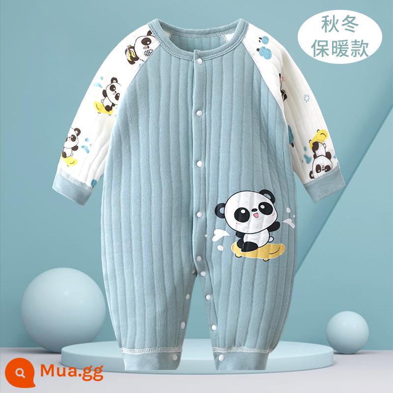 Quần áo cotton cho bé mùa đông áo liền quần dày mùa xuân và mùa thu mùa đông phù hợp với trẻ sơ sinh chần bông ấm áp cho bé quần áo - [Ấm áp] Gấu trúc A