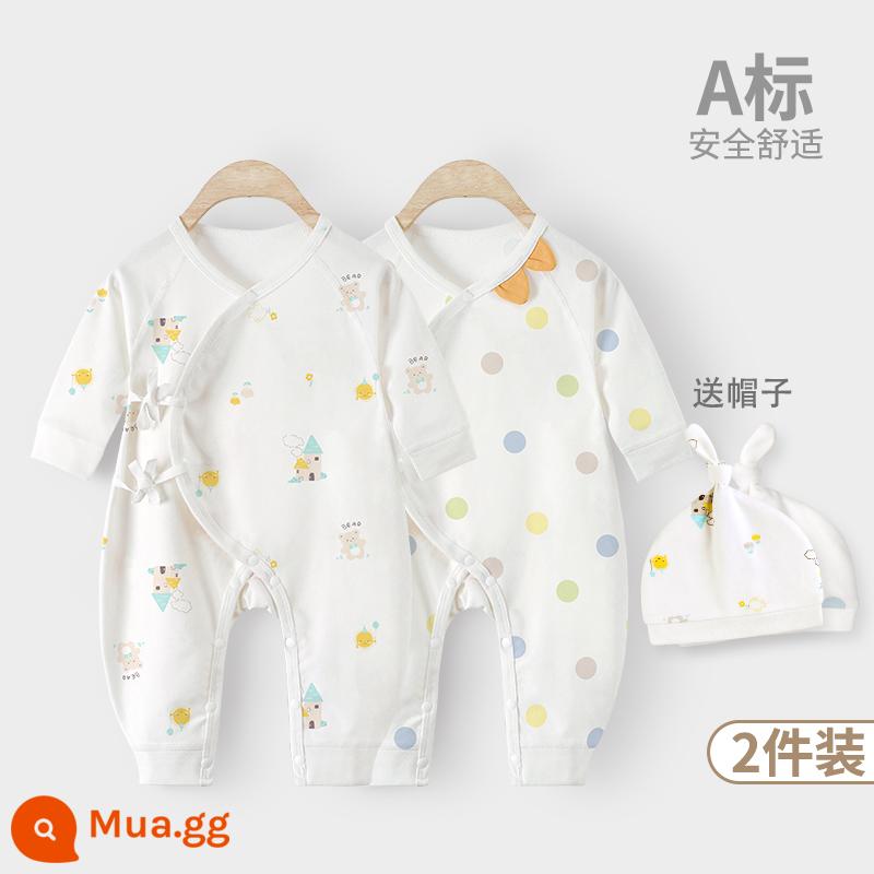 Quần áo sơ sinh Baby Lian Yiyi Mùa xuân, mùa thu và mùa đông tinh khiết Cotton Junior Men and Women's Baby Bao Bao Bao Bao Bao Bao Win Winter - Tuổi thơ vui vẻ + chấm bi rực rỡ [Bốn mùa]