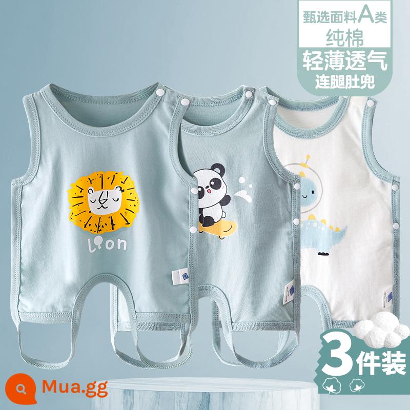 Tạp dề cho bé mùa hè phần mỏng cotton nguyên chất nam và nữ bé nửa lưng có chân bảo vệ bụng trẻ sơ sinh mùa xuân kiểu vest bốn mùa - [Sư Tử + Dun Dun C + Rồng Xanh C] 3 miếng