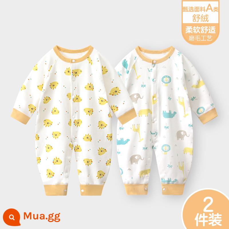 Áo liền quần cho bé Shuvelvet cotton sơ sinh ấm áp mùa xuân và mùa thu đông đi chơi romper quần áo trẻ em bộ đồ thu đông - [Thư Dung] Tiểu Long D + Tiểu Lộ D