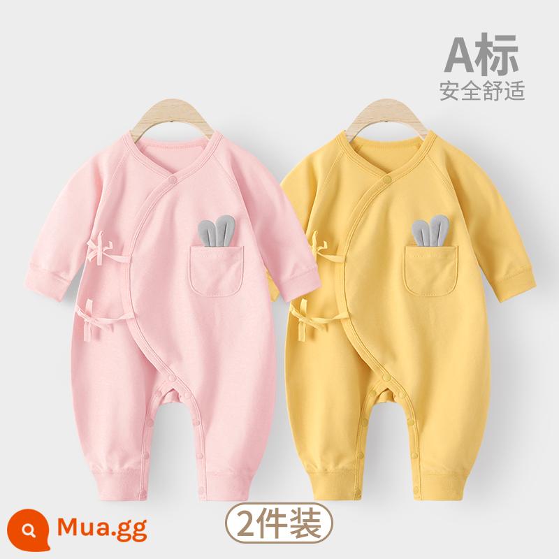 Quần áo sơ sinh Baby Lian Yiyi Mùa xuân, mùa thu và mùa đông tinh khiết Cotton Junior Men and Women's Baby Bao Bao Bao Bao Bao Bao Win Winter - Bột Tai Thỏ + Tai Thỏ Vàng [Bốn Mùa]