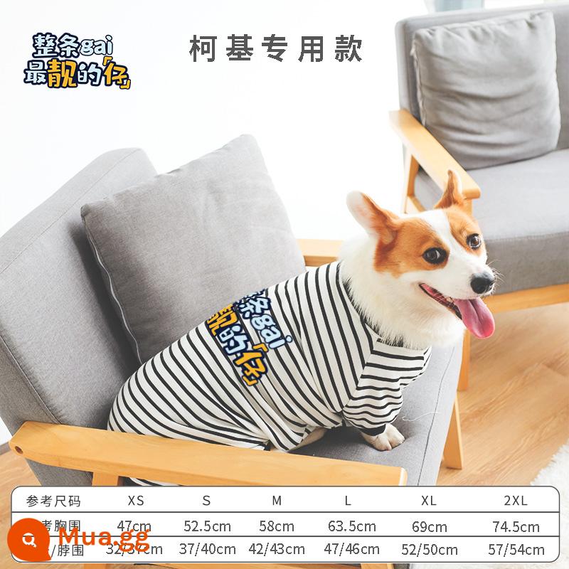 Corgi Quần Áo Cho Chó Quần Áo Mùa Đông Quần Áo Thu Đông Thu Đông Mỏng Shiba Inu Dachshund Thú Cưng Vừa Chó Shiba Inu Thu Đông - Chàng trai sọc đen trắng [cộng với nhung cho mùa thu đông]