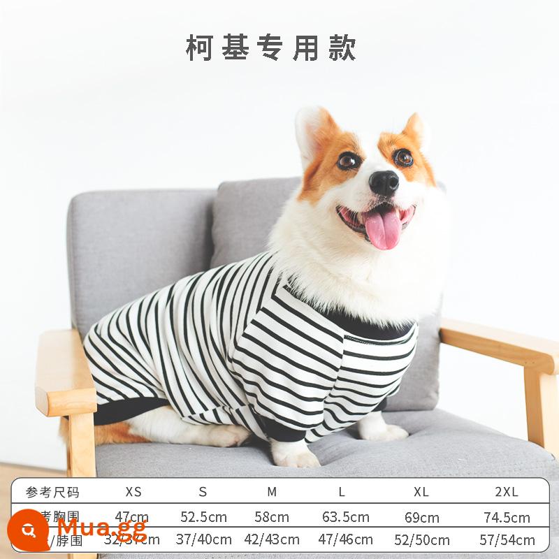 Corgi Quần Áo Cho Chó Quần Áo Mùa Đông Quần Áo Thu Đông Thu Đông Mỏng Shiba Inu Dachshund Thú Cưng Vừa Chó Shiba Inu Thu Đông - Sọc đen trắng [cộng với nhung cho mùa thu đông]