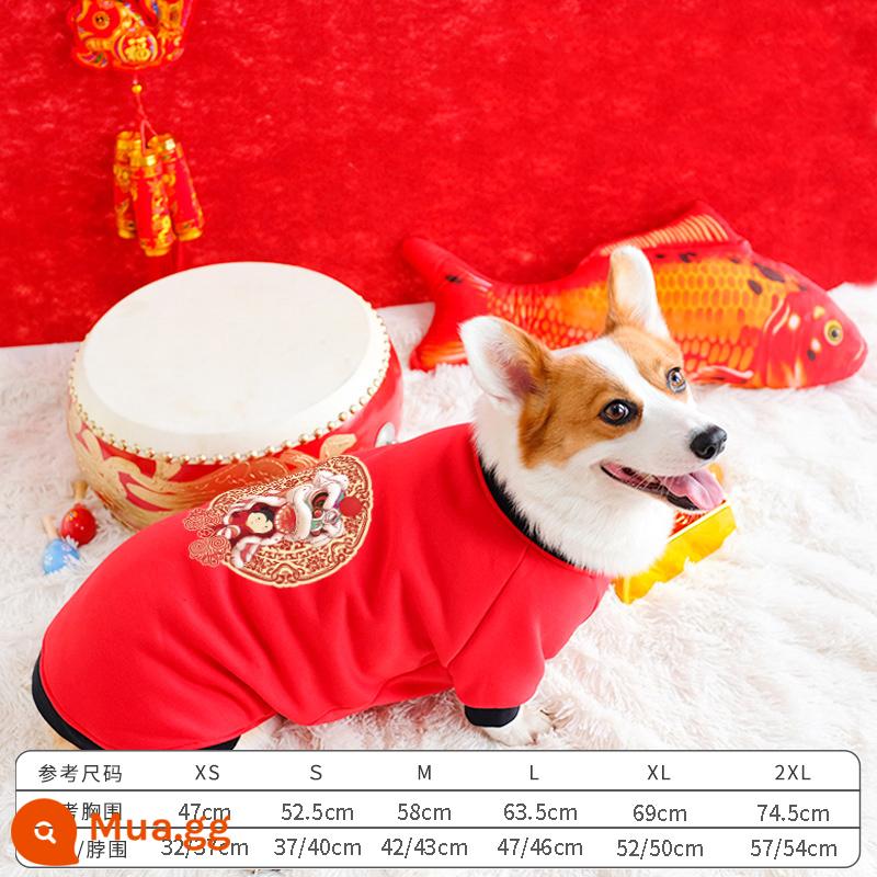 Corgi Quần Áo Cho Chó Quần Áo Mùa Đông Quần Áo Thu Đông Thu Đông Mỏng Shiba Inu Dachshund Thú Cưng Vừa Chó Shiba Inu Thu Đông - Múa sư tử đỏ [cộng với nhung vào mùa thu đông]