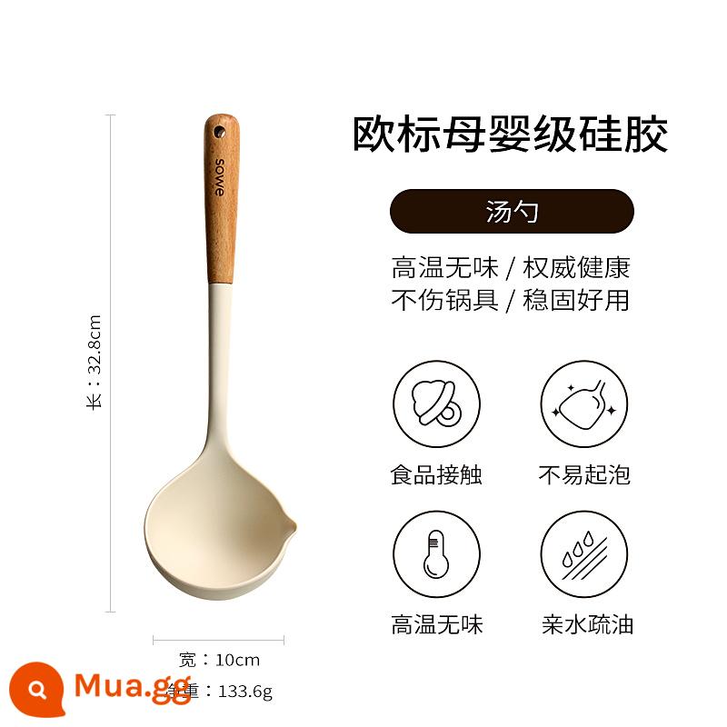 Sowe Thìa Silicone Dụng Cụ Nấu Ăn Gia Đình Thìa Nồi Chống Dính Đặc Biệt Muỗng Súp Rây Lọc Muỗng Ăn Cơm Chịu Nhiệt Độ Cao Bộ Dụng Cụ Nhà Bếp - [Thìa] Tiêu chuẩn Châu Âu dành cho bà mẹ và trẻ sơ sinh để bảo vệ sức khỏe..