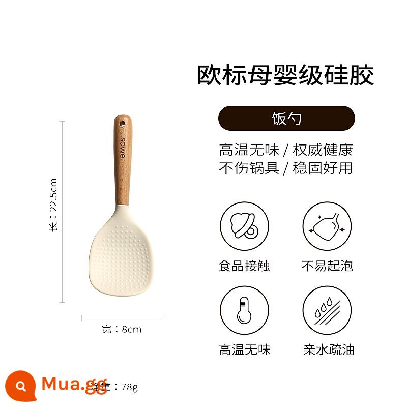 Sowe Thìa Silicone Dụng Cụ Nấu Ăn Gia Đình Thìa Nồi Chống Dính Đặc Biệt Muỗng Súp Rây Lọc Muỗng Ăn Cơm Chịu Nhiệt Độ Cao Bộ Dụng Cụ Nhà Bếp - [Thìa cơm] Tiêu chuẩn Châu Âu dành cho bà mẹ và trẻ sơ sinh để bảo vệ sức khỏe.