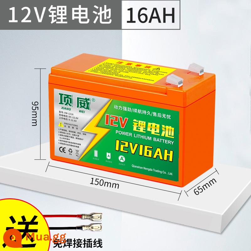 Máy phun điện pin lithium 12v8ah nông nghiệp pin dung lượng lớn để gửi máy sấy tóc phun pin 12 volt chuyên dụng - Pin lithium nâng cao 12V16AH [đi kèm cáp cắm]