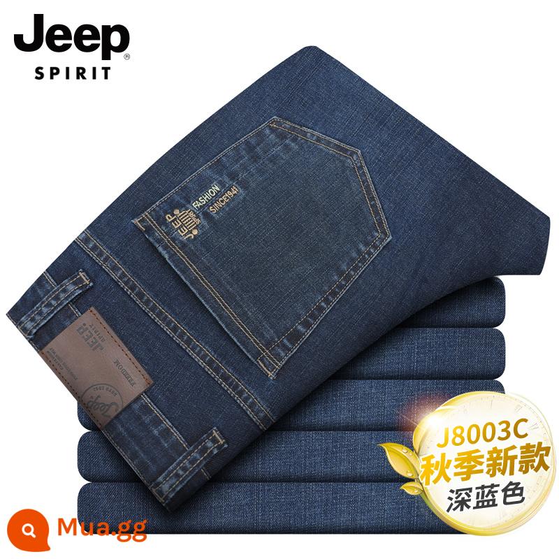 JEEP quần jean nam mùa xuân và mùa thu rộng thẳng quần âu mới kích thước lớn quần nam mùa đông cộng với nhung quần dày - J8003C Phong cách xuân thu xanh đậm