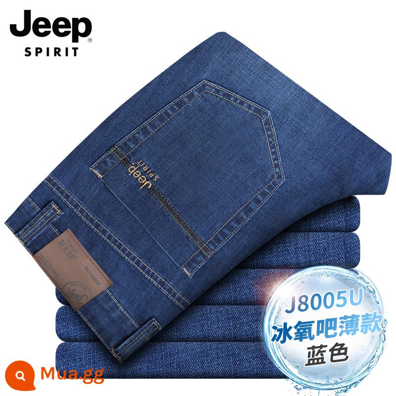 JEEP quần jean nam mùa xuân và mùa thu rộng thẳng quần âu mới kích thước lớn quần nam mùa đông cộng với nhung quần dày - J8005U xanh mỏng phong cách mùa hè