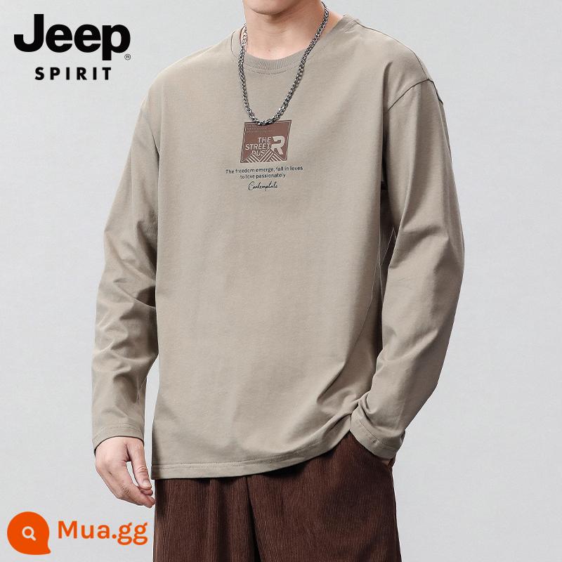 JEEP Áo Thun Nam Ngắn Tay Xu Hướng Mùa Hè Quần Áo Rời Áo Thun Nặng Quần Lót Nam Quần Áo Nam - Mai xám dài T