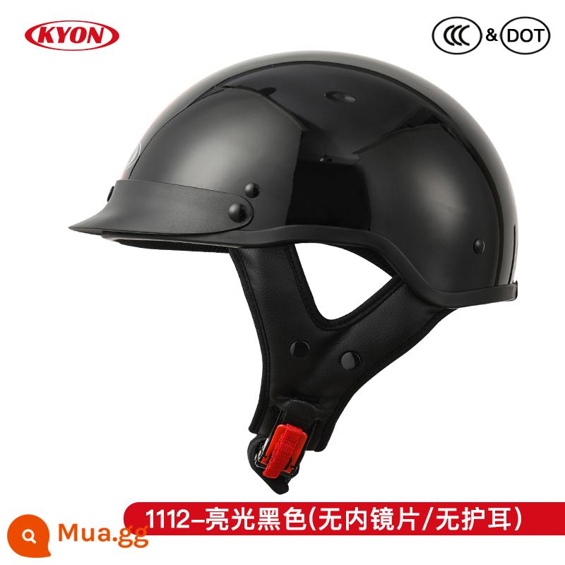 3C Chứng Nhận Retro Harley Đầu Máy Mũ Bảo Hiểm Nữ Xe Điện Pin Xe Mũ Bảo Hiểm Nam Muỗng Mũ Bảo Hiểm Đầu Máy Mũ Bảo Hiểm Nửa Mùa Hè - 1112-đen bóng