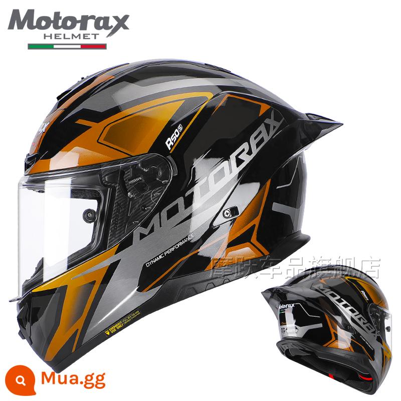 MOTORAX Morex R50S Một Đầu Máy Xe Lửa Mũ Bảo Hiểm Full Mũ Bảo Hiểm Nam Nữ Đuôi Lớn Gió Xuân Xe Bốn Mùa - Vàng gốc