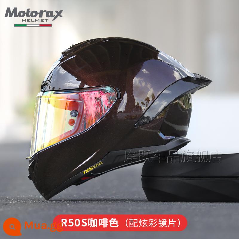 MOTORAX Morex R50S Một Đầu Máy Xe Lửa Mũ Bảo Hiểm Full Mũ Bảo Hiểm Nam Nữ Đuôi Lớn Gió Xuân Xe Bốn Mùa - cà phê [đầy màu sắc]