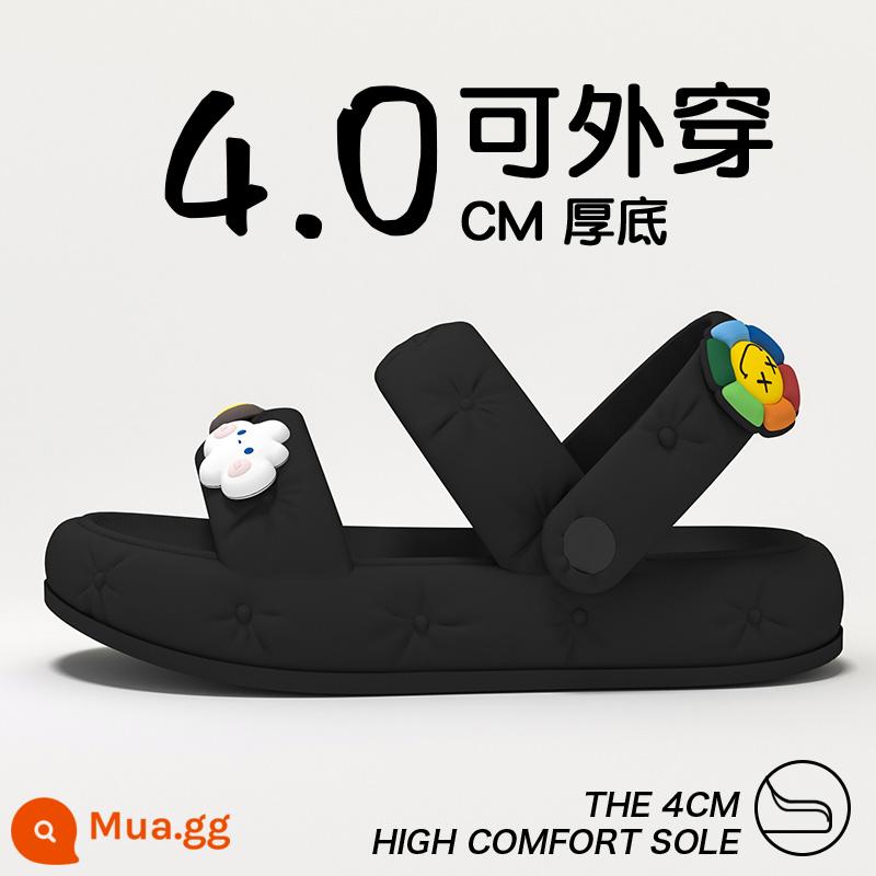 Giày sandal nữ mùa hè 2023 mới đế dày thời trang phù hợp đi 2 lần trong nhà và ngoài trời Đế mềm chống trượt bước phân cảm dép nữ - Đen [phong cách hoạt hình]