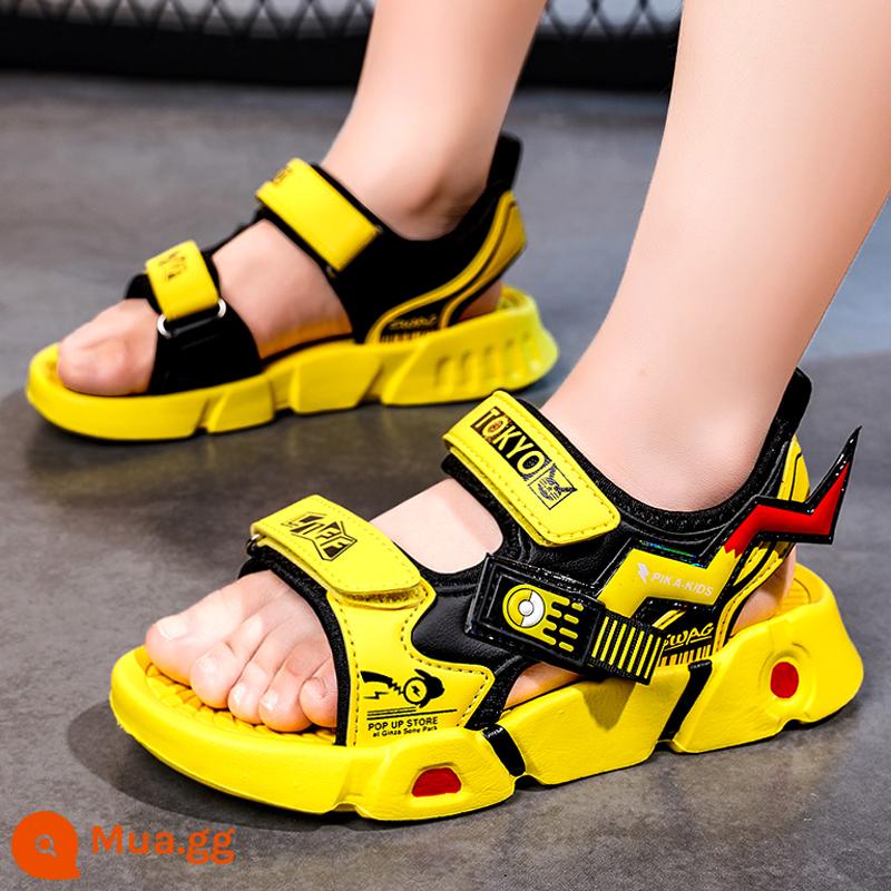 Giày sandal bé trai mùa hè mới 2023 giày đi biển thể thao trẻ em cỡ lớn đế mềm bé trai dép chống trượt và dép đi trong nhà mùa hè - màu vàng