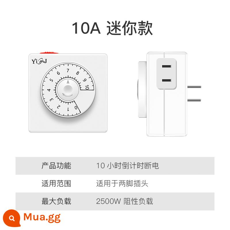 Bộ bảo vệ sạc xe điện hẹn giờ tắt nguồn tự động bộ điều khiển thời gian đếm ngược ổ cắm thời gian - Phiên bản đặc biệt tắt nguồn theo thời gian 10 giờ; phích cắm 2 chân và giắc cắm 2 chân không chiếm ổ cắm trên tường