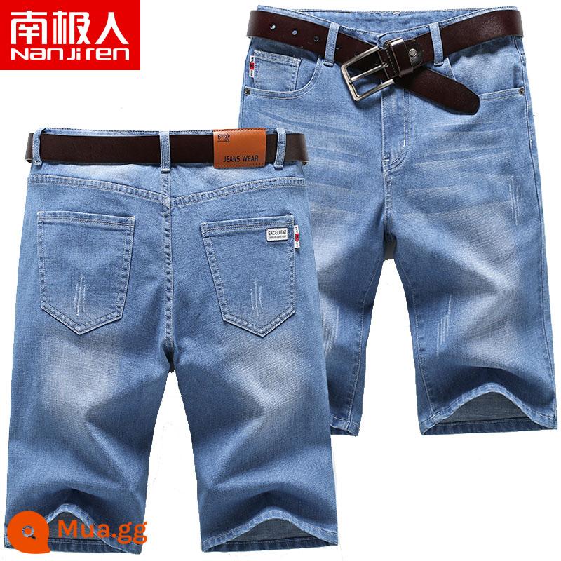 Nanjiren Mùa Hè 2022 Quần Short Denim Nam Mỏng Thoáng Khí Phần Mỏng Phiên Bản Hàn Quốc Trẻ Trung Quần Năm Điểm Quần Thẳng Năm Điểm - HJD007 xanh nhạt