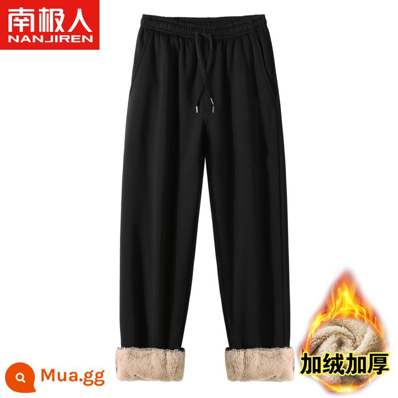 Nanjiren Sang Trọng Quần Dài Nam Dáng Rộng Quần Âu Thịt Cừu Quần Cashmere Nam Hợp Thời Trang Quần Sinh Viên Nam Hợp Thời Trang - MLS-Z896JR màu đen (lông cừu)