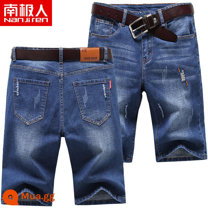 Nanjiren Mùa Hè 2022 Quần Short Denim Nam Mỏng Thoáng Khí Phần Mỏng Phiên Bản Hàn Quốc Trẻ Trung Quần Năm Điểm Quần Thẳng Năm Điểm - HJD006 màu xanh đậm