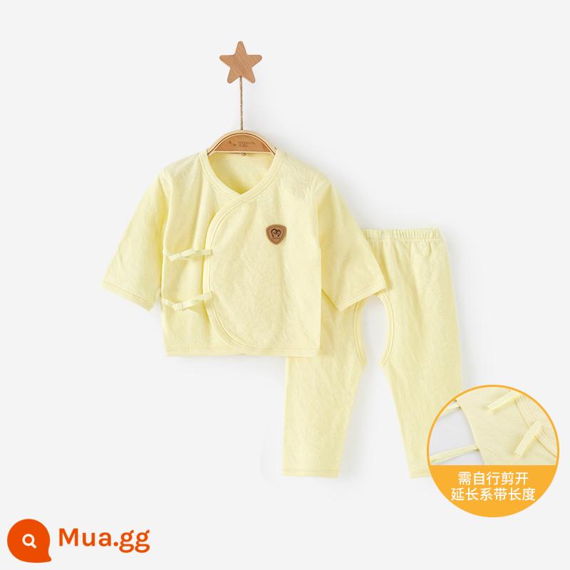 Quần áo sơ sinh mùa xuân, mùa thu và mùa đông sơ sinh 0 nhà sư Tháng 3 hai mảnh cotton nguyên chất đáy cho bé quần áo mùa thu phù hợp - 22603 (màu vàng) sọc dọc jacquard