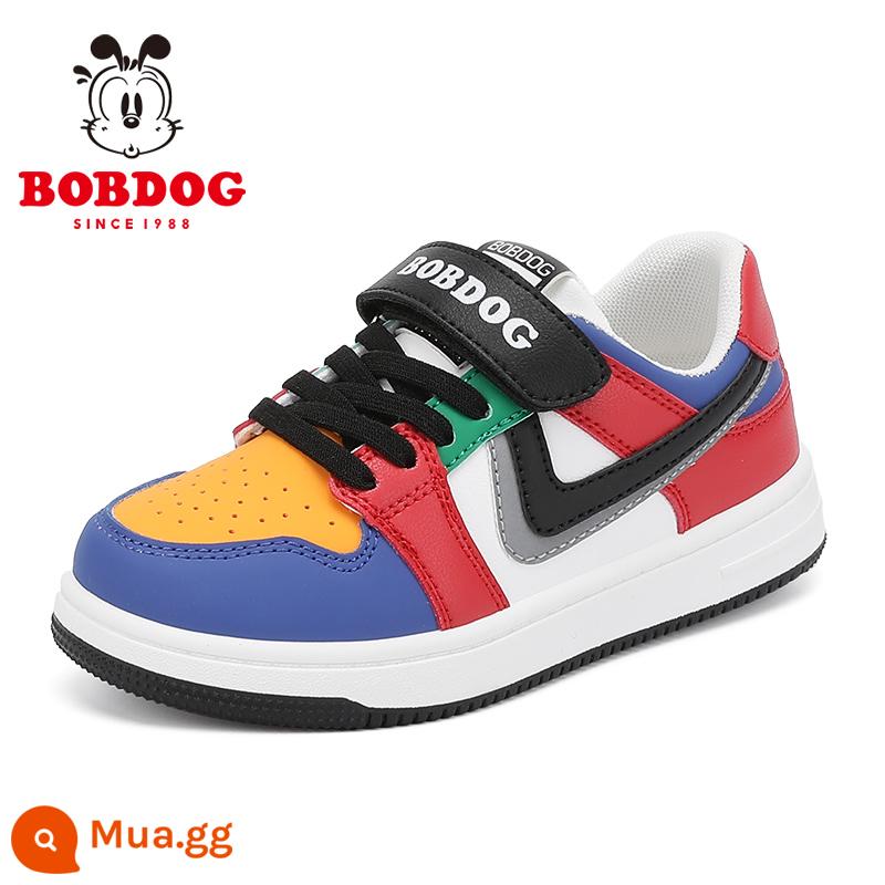 Giày Trẻ Em Babudou Giày Trẻ Em Thu Đông 2022 Nhung Mới Hai Bông Ấm Aj Giày Sneaker Ống Giữa Bé Trai - 21056 màu trắng sữa/đỏ