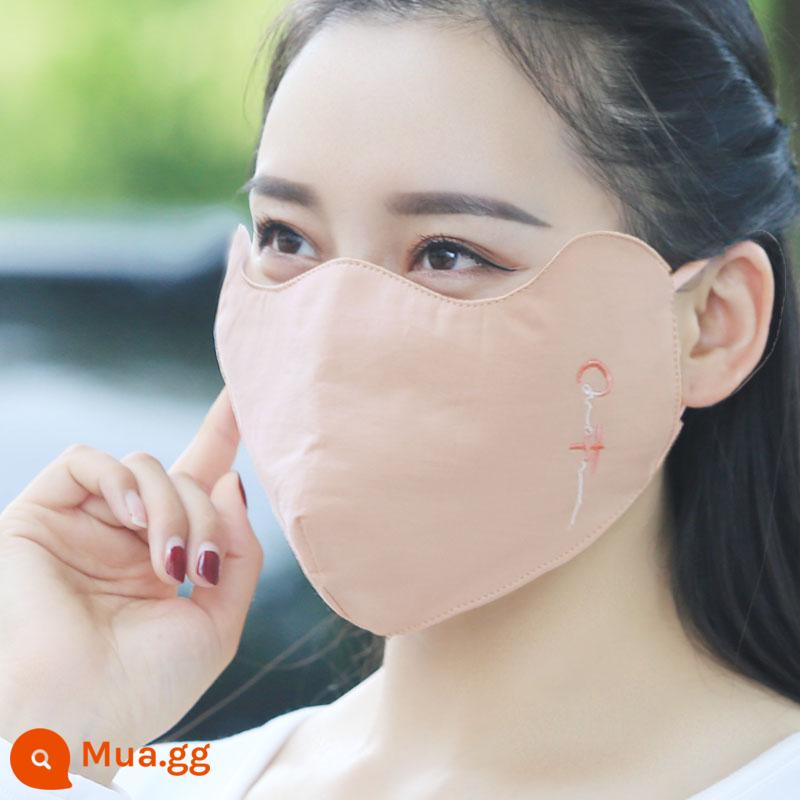 Mặt nạ nữ thời trang thu đông tăng dày vải cotton thoáng khí mùa đông lạnh và chống gió ấm nữ thần - Bột thịt họa tiết nhỏ