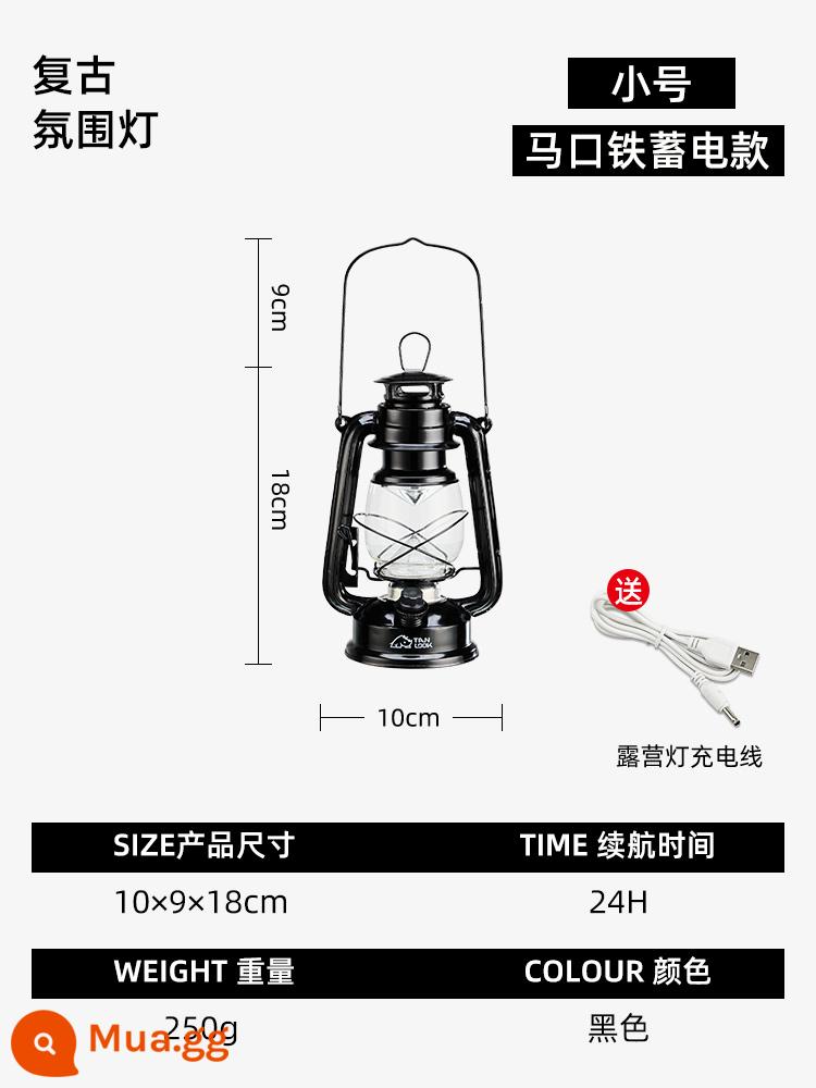 Sạc Sân Vườn Ngoài Trời Đèn Cắm Trại Đèn Ngủ Chống Thấm Nước Bố Trí Sân Vườn Ban Công Nhà Trang Trí Không Khí Đèn - Mẫu có thể sạc lại trong không khí cổ điển-Nhỏ [Đen cổ điển]