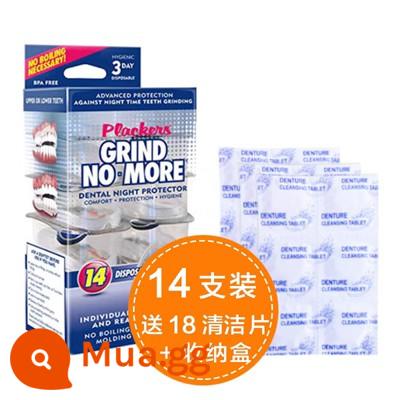 Niềng răng chống mài ban đêm Plackers Mỹ dành cho nam và nữ, miếng đệm răng người lớn, miếng đệm hàm, hiện vật bảo vệ răng ngủ - Hộp 14 viên đi kèm 18 viên vệ sinh