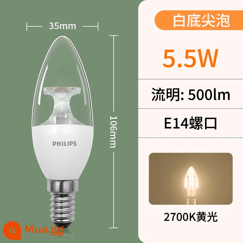 Philips led nến bóng đèn e14e27 vít tiết kiệm năng lượng nhà pha lê ba màu mờ đầu bong bóng kéo đuôi đèn chùm - [Ánh sáng trắng-vàng bong bóng đầu pha lê]E14-5.5W