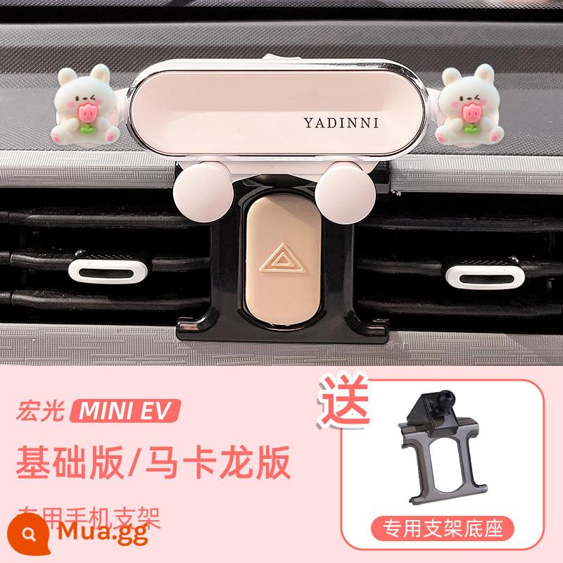 Wuling Hongguang Điện thoại di động mini Giá đỡ điện thoại di động trên ô tô Macaron mini thế hệ thứ ba GB chuyên dụng miniev sửa đổi nội thất - [Mẫu 21-23] Bó hoa và thỏ - Chân đế mini màu trắng đặc biệt