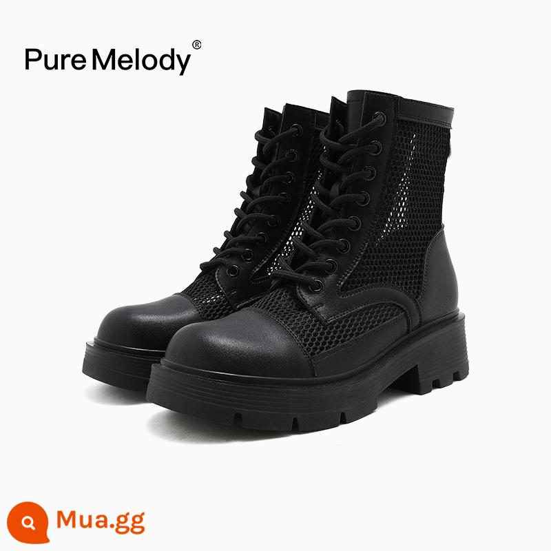 PM Martin Boots Mùa xuân và Mùa thu Boot Boot Boots Boots của Anh Xu hướng trong khi giày da tạm thời bị hỏng Xóa giày phụ nữ - PCQC7301 màu đen tự nhiên