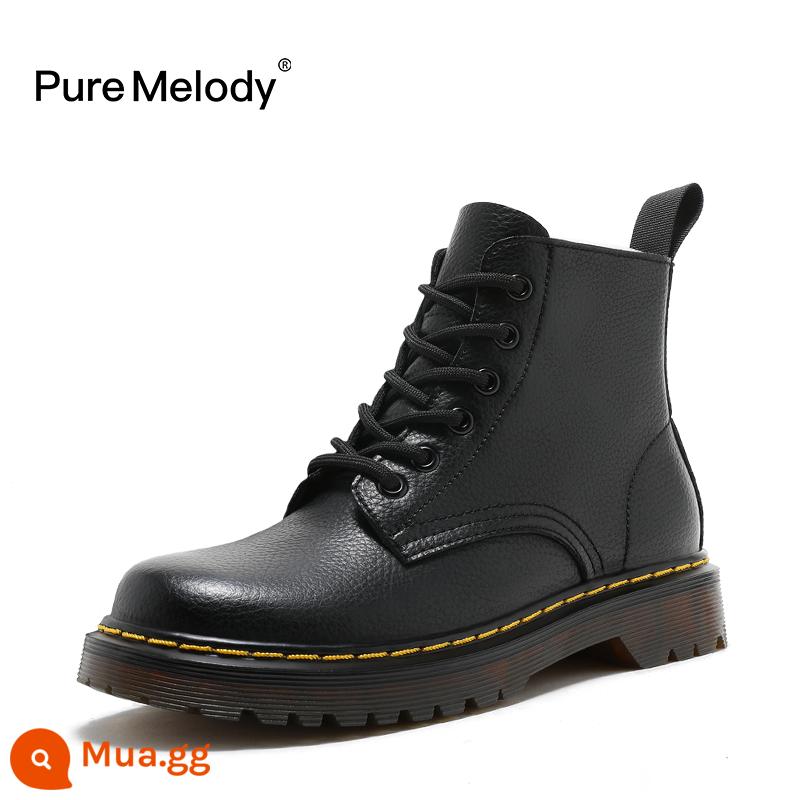 PM Martin Boots Mùa xuân và Mùa thu Boot Boot Boots Boots của Anh Xu hướng trong khi giày da tạm thời bị hỏng Xóa giày phụ nữ - PM3768 đen tự nhiên