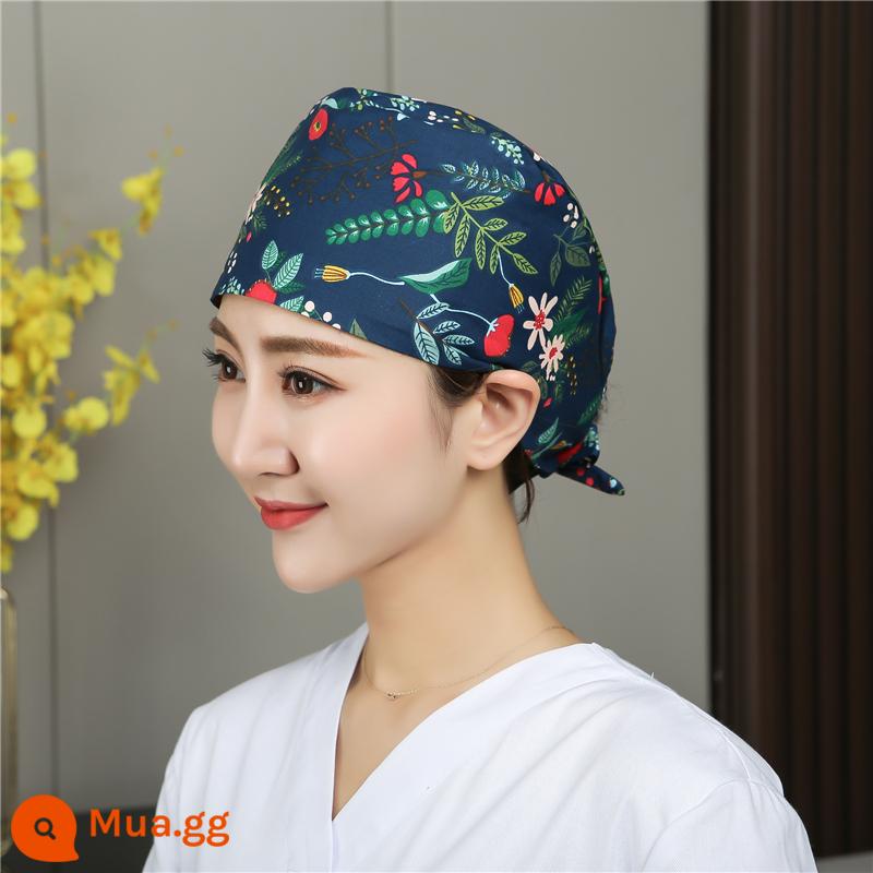 Mũ phòng mổ nữ cotton mũ y tá giam hóa trị bao đầu mũ phòng khám nha khoa bác sĩ làm việc mũ nam - Cỏ xanh hải quân