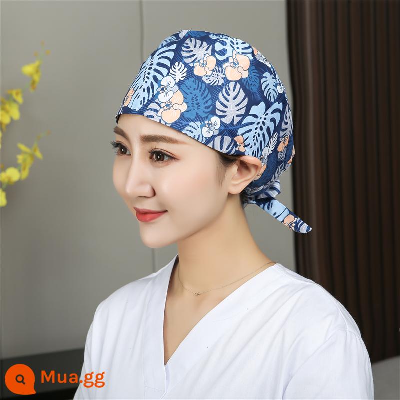 Mũ phòng mổ nữ cotton mũ y tá giam hóa trị bao đầu mũ phòng khám nha khoa bác sĩ làm việc mũ nam - lá xanh