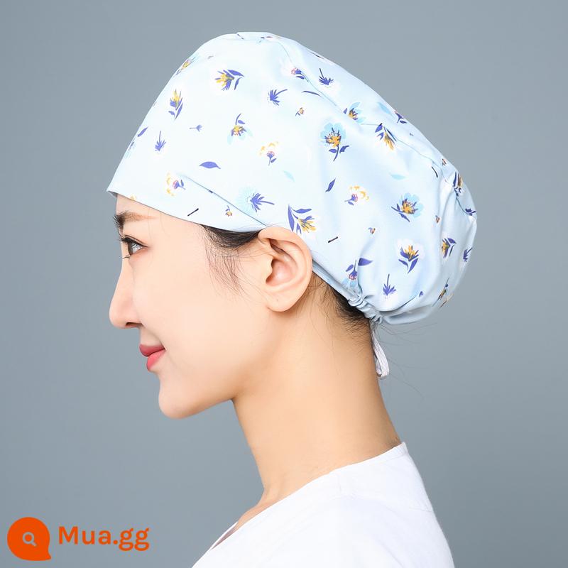 Mũ phòng mổ nữ cotton mũ y tá giam hóa trị bao đầu mũ phòng khám nha khoa bác sĩ làm việc mũ nam - Sợi Polyester có thể điều chỉnh màu hoa oải hương-M02