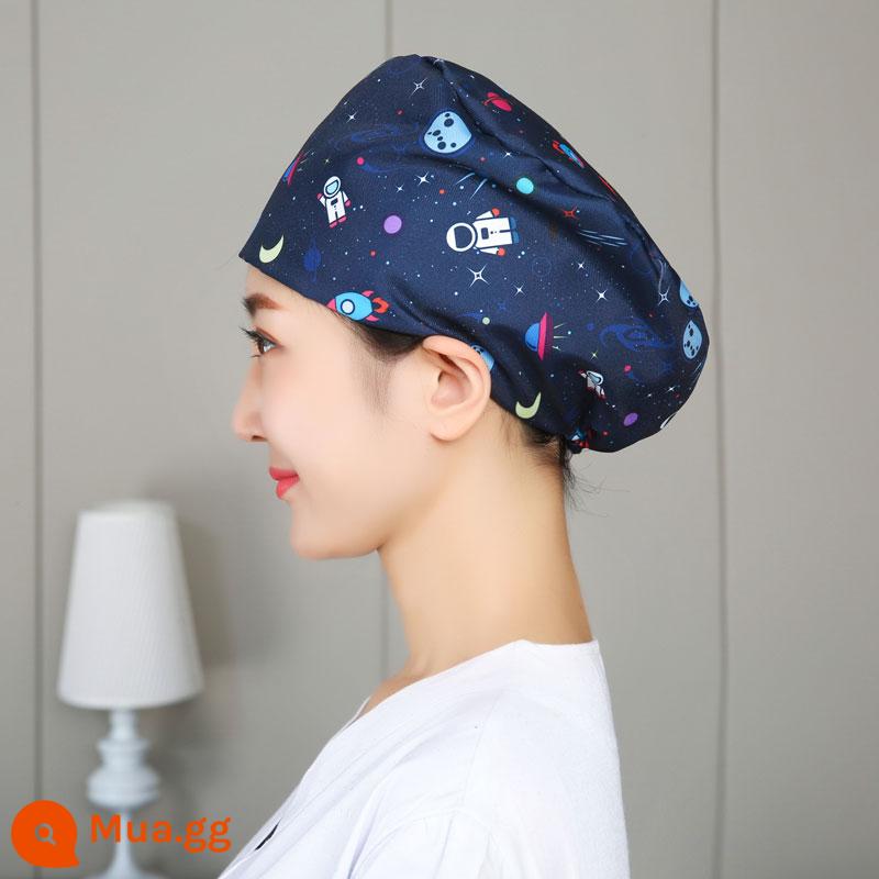 Mũ phòng mổ nữ cotton mũ y tá giam hóa trị bao đầu mũ phòng khám nha khoa bác sĩ làm việc mũ nam - Phi hành gia khóa điều chỉnh sợi polyester