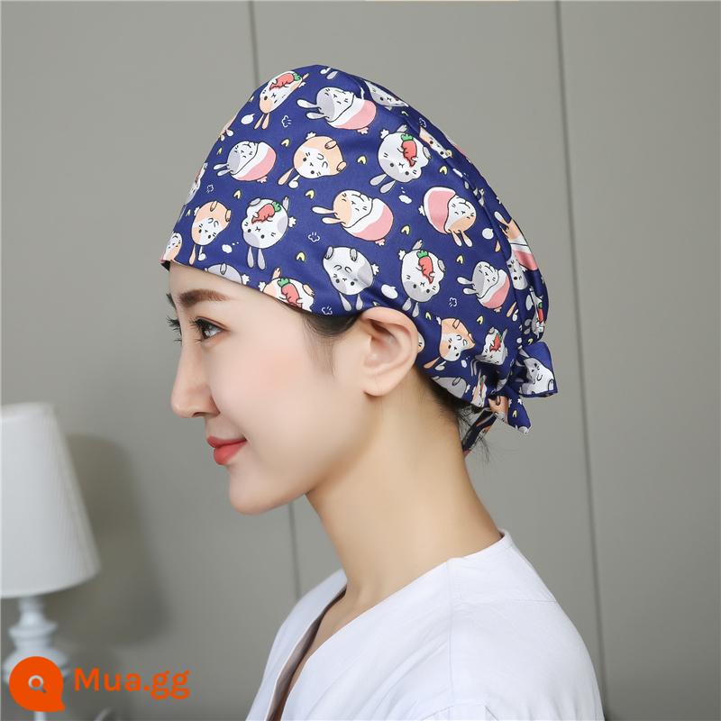 Mũ phòng mổ nữ cotton mũ y tá giam hóa trị bao đầu mũ phòng khám nha khoa bác sĩ làm việc mũ nam - Thỏ xanh đậm [do quản lý cửa hàng khuyên dùng]