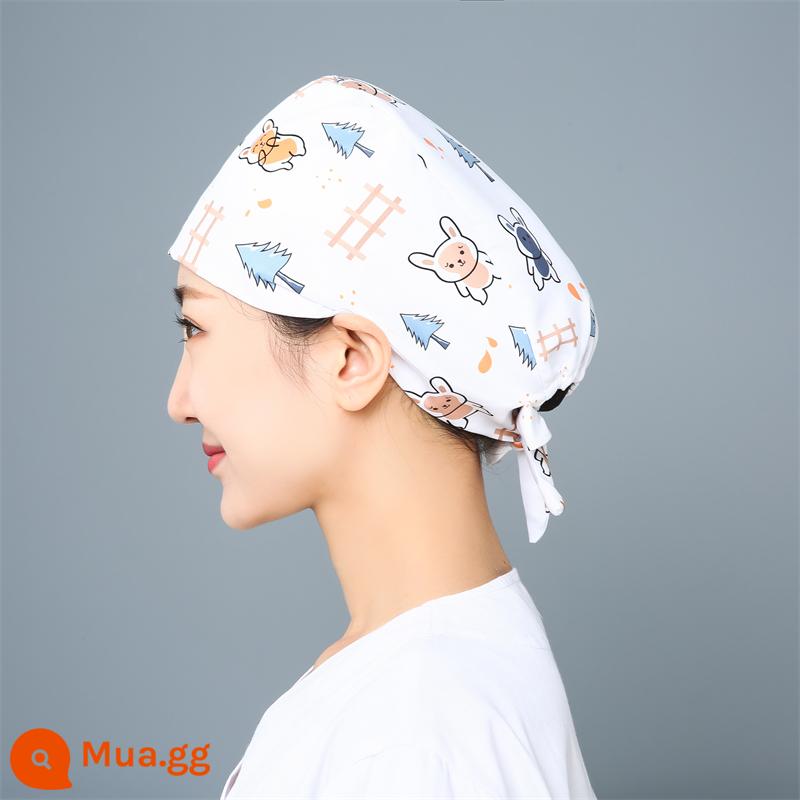 Mũ phòng mổ nữ cotton mũ y tá giam hóa trị bao đầu mũ phòng khám nha khoa bác sĩ làm việc mũ nam - Sợi thông Bunny Polyester-M22