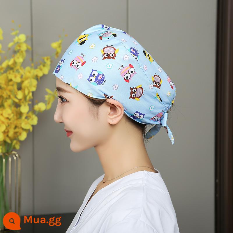 Mũ phòng mổ nữ cotton mũ y tá giam hóa trị bao đầu mũ phòng khám nha khoa bác sĩ làm việc mũ nam - cú xanh