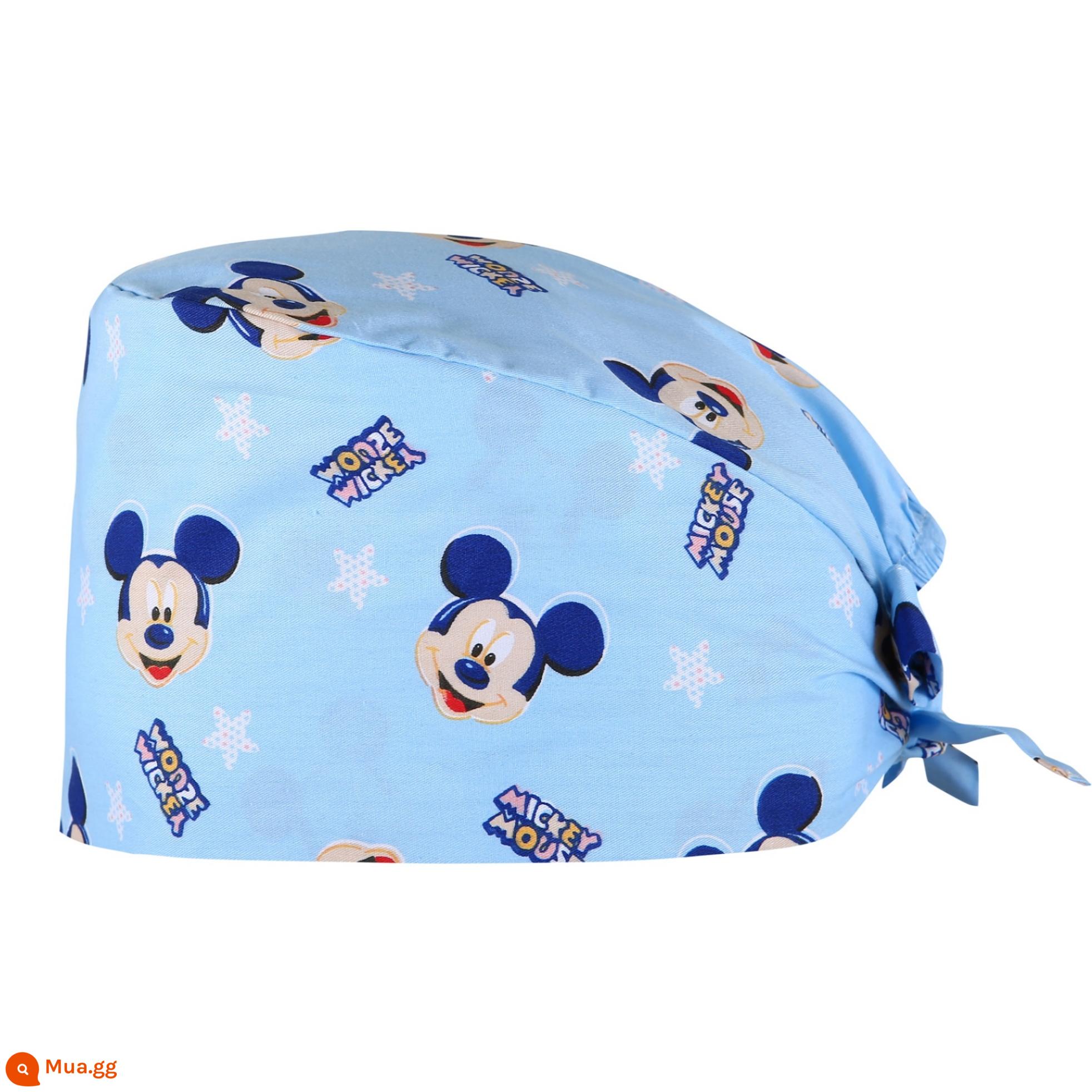 Mũ phòng mổ nữ cotton mũ y tá giam hóa trị bao đầu mũ phòng khám nha khoa bác sĩ làm việc mũ nam - mickey xanh