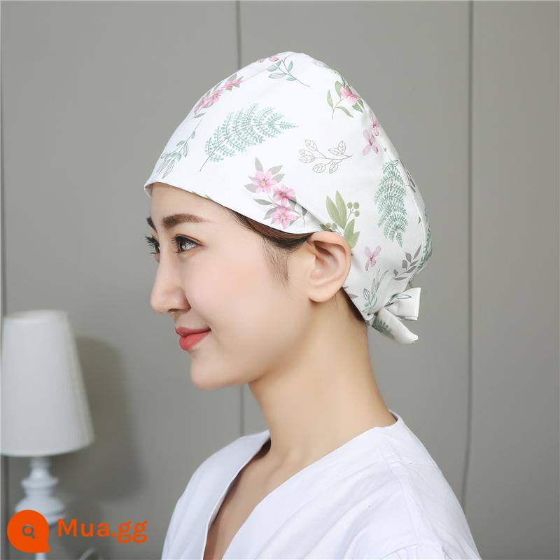 Mũ phòng mổ nữ cotton mũ y tá giam hóa trị bao đầu mũ phòng khám nha khoa bác sĩ làm việc mũ nam - Hoa hồng trắng