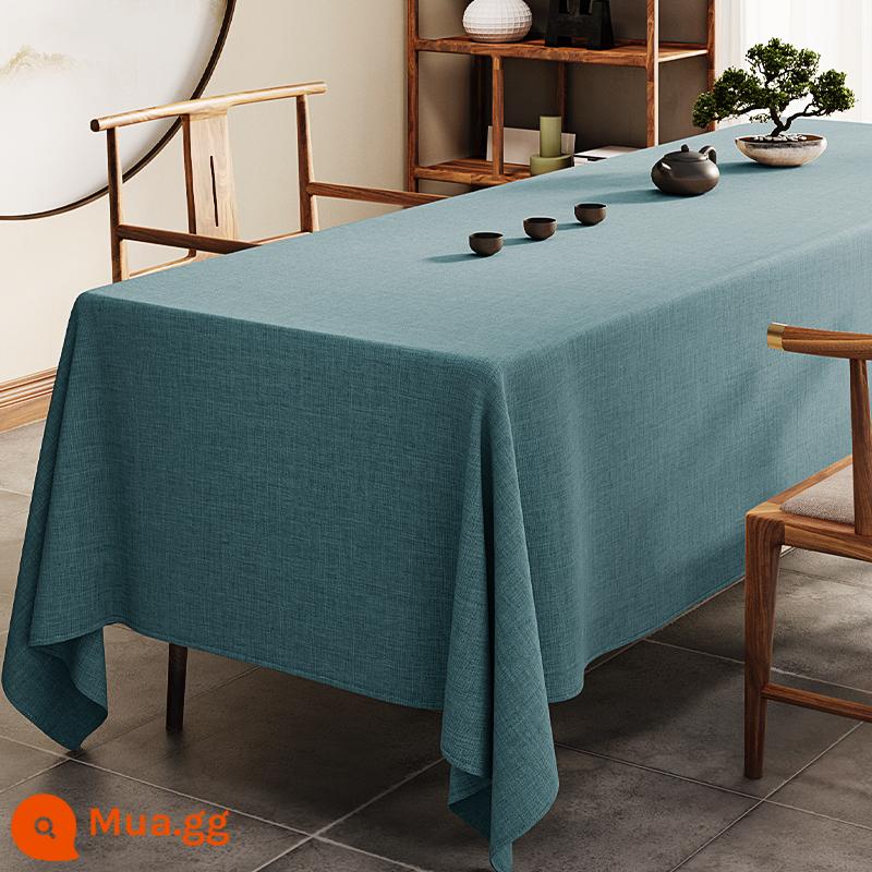 Trung Quốc Mới Phong Cách Cotton Linen Khăn Trải Bàn Chống Thấm Nước Bàn Trà Thảm Vải Thiền Thư Pháp Họp Khăn Trải Bàn Hình Chữ Nhật Khăn Trải Bàn Vải Bảng Cờ - [Không thấm nước] Hồ xanh